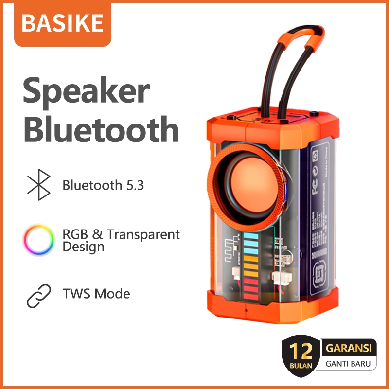 BASIKE Speaker Bluetooth 5.3 RGB TWS BASS STEREO Sound speaker portable murah Mini aktif bass polytron karaoke music player TWS wireless audio equipment