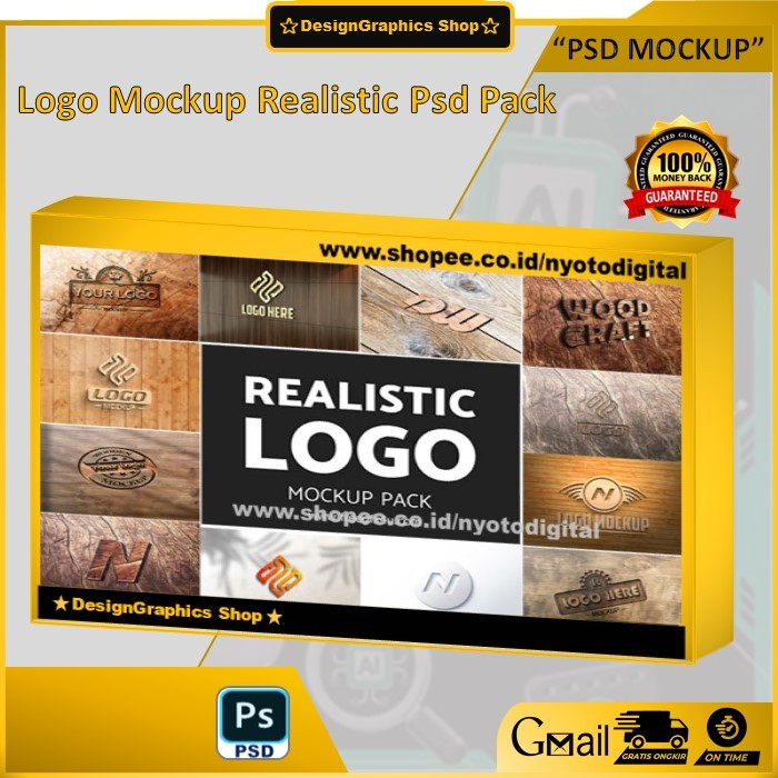 Mockup Logo Asli Format Photoshop PSD Logo Mockup Realistic Psd Pack