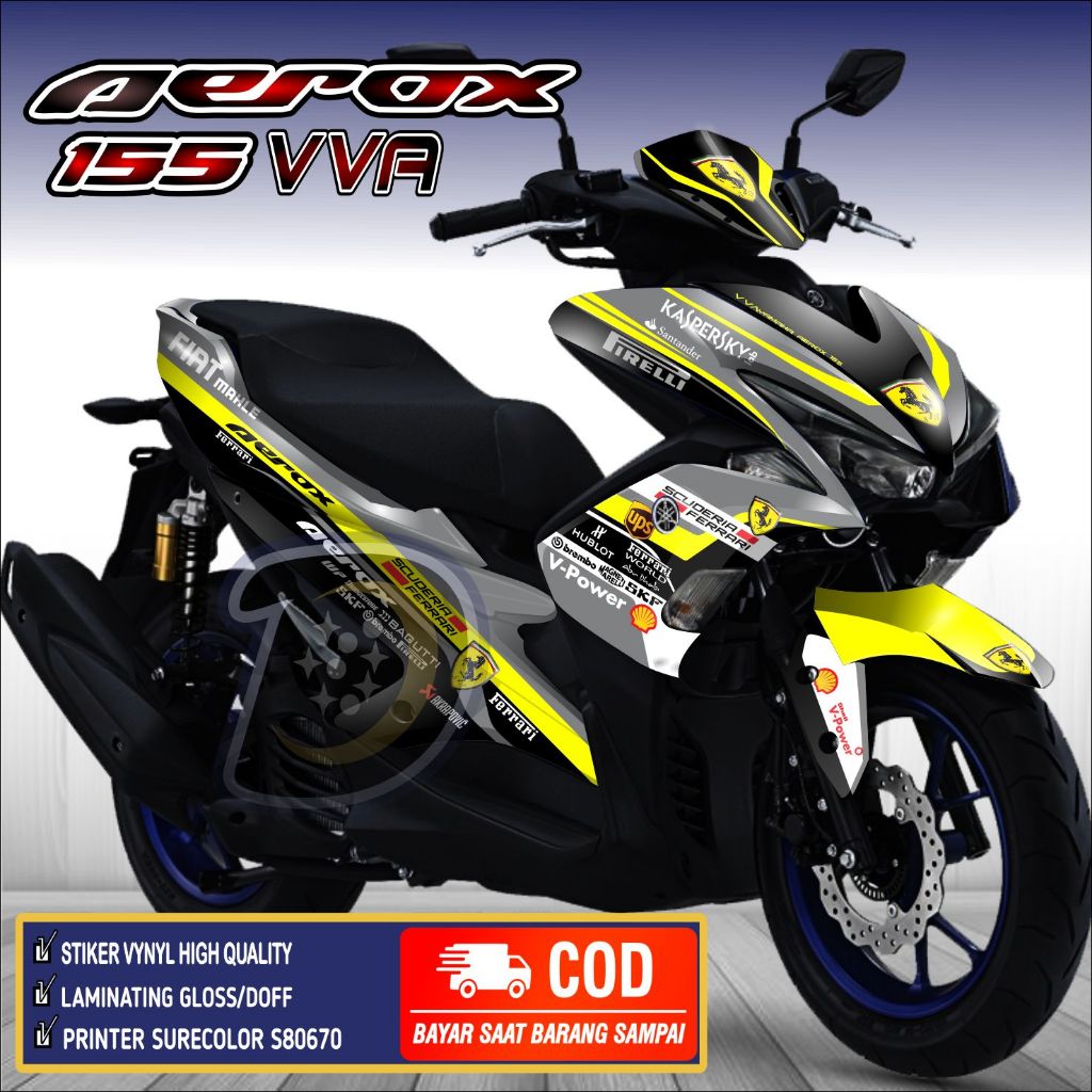 Decal Aerox 155 VVA Lama Striping AEROX 155 Lama Stiker Aerox 155 Old Ferari