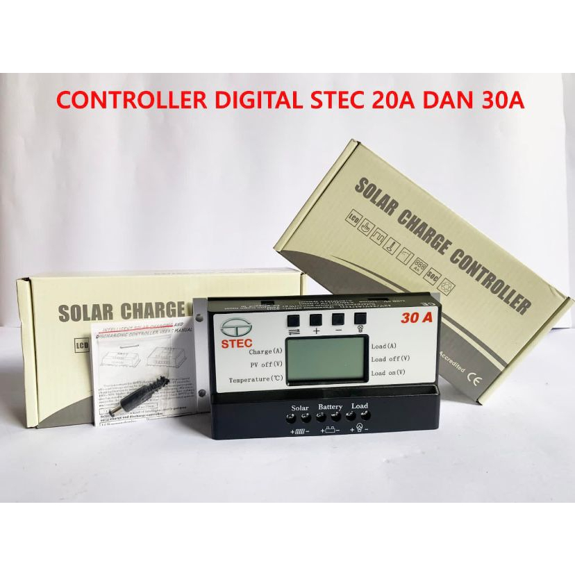 Controller PWM Digital STEC 20ah 30ah Solar panel/panel surya