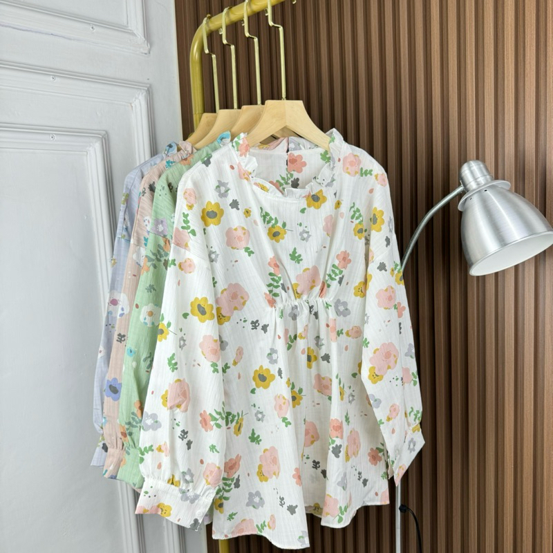 FERLIN BLOUSE FLOWERS RUFFLE MOTIF PREMIUM BY DHEVIA ID
