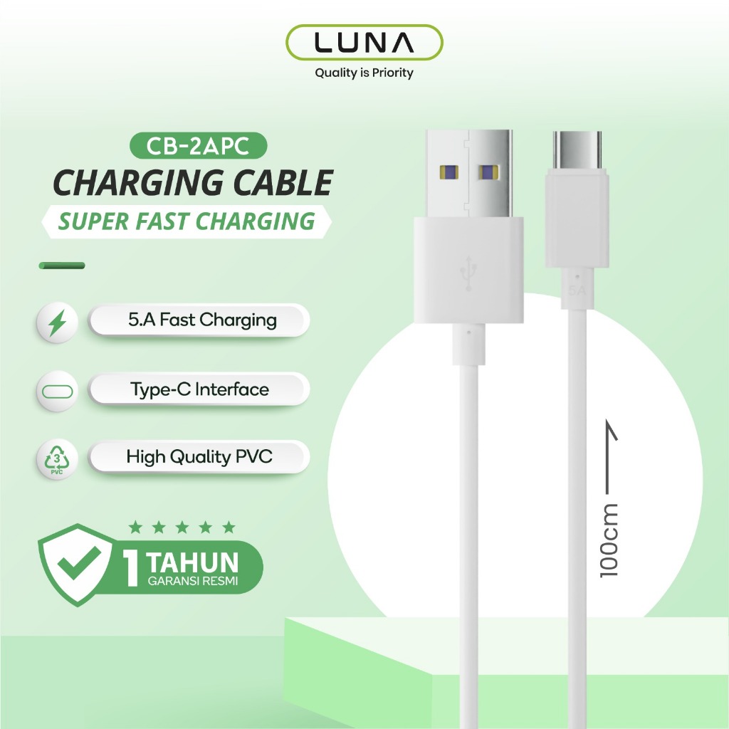 Luna Kabel Data 5A USB to TYPE C Kabel Fast Charging Quick Charger / Support VOOC CB-2APC