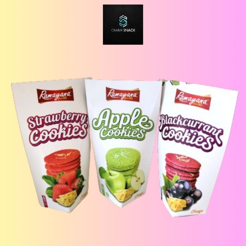 

SNACK KUE KERING COOKIES STRAWBERRY APPLE BLACKCURRANT RAMAYANA 100 GRAM CAMILAN OLEH-OLEH MALANG