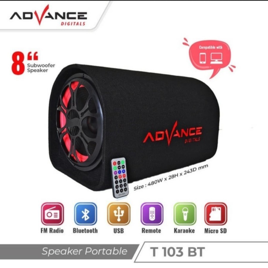 Speaker Active Tabung Bluetooth Advance 8 Inch T-103BT / T103BT