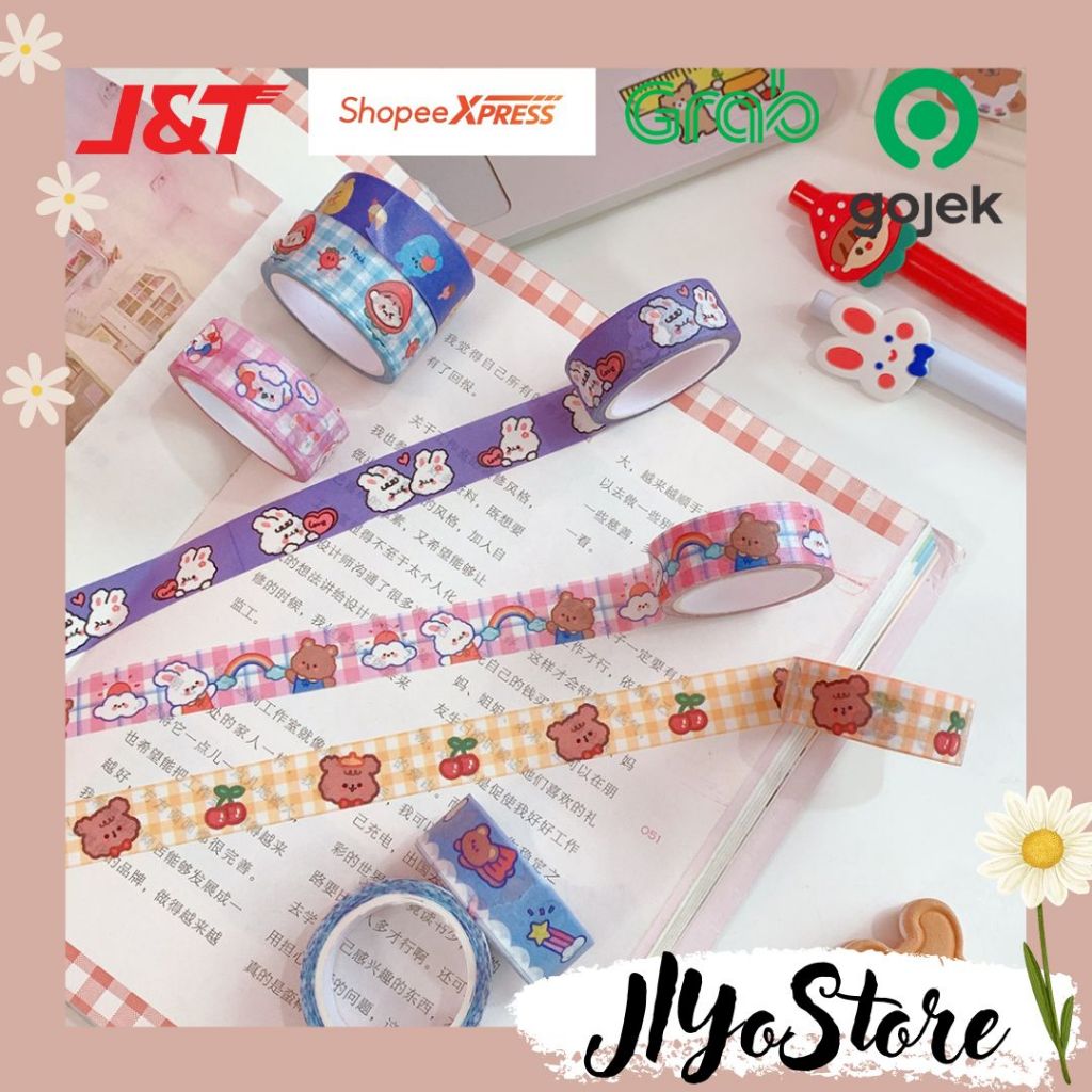 

Washi Tape Selotip Planner Journal Jurnal Scrapbook Bujo Lakban Solasi Kartun Lucu Deco DIY Diary