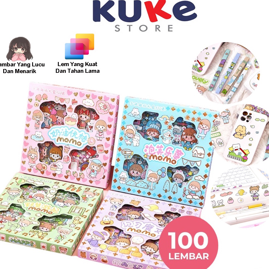 

Best KUKE Momo Stiker 2D 100 Lembar Lucu Sticker Kartun Korea Motif Anti Air