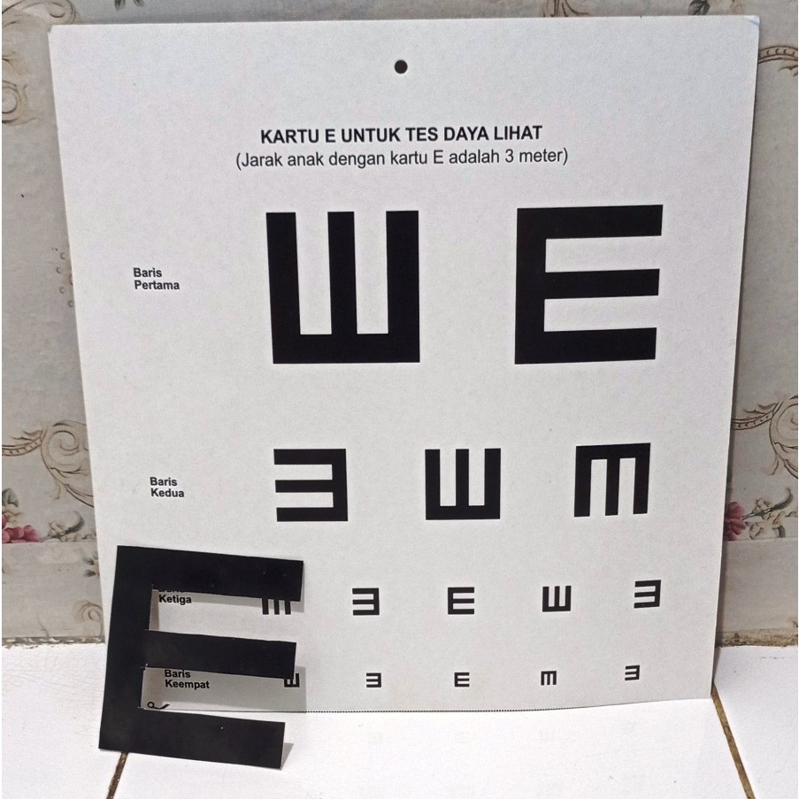 Kartu E Tes Daya Lihat + Huruf E / Alat Tes Mata Snellen Chart