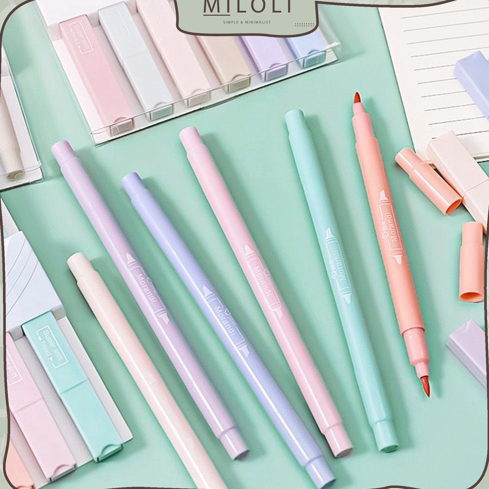 

Best Produk [MILOLI] 6pcs Round Box Double Tip Highlighter Colour Pen Pastel Morandi Pensil Warna Series - D0039 ➹→❆❂