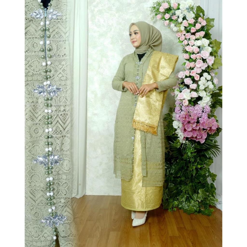 Setelan Kebaya Rosidah Selendang Songket Tebaru/Kebaya Brukat ModernTerbaru 2023/Kebaya/Kebaya Tunik