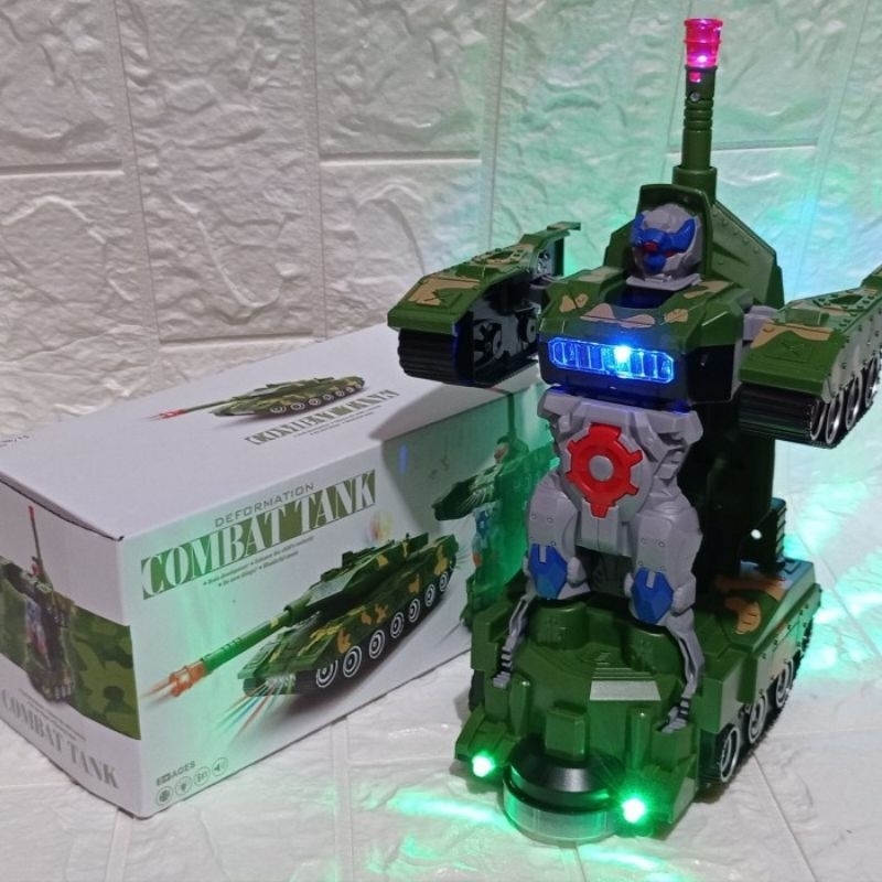 Mainan Tank Jadi Robot 2in1 PTR01 - Tank Transform Robot Mobil Baterai Bump Go