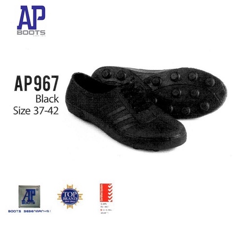 MODEL PYL228 AP Cucuk 967 Hitam Sepatu Pria AP Boots Cucuk Putih dan Hitam Size 37-42 - Sepatu Karet