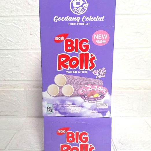 

TIPE WCM445 Wafer Richeese Richoco Nabati Big Roll's Rolls Korean Goguma Chocolate Wafer Stick Keju Cokelat 1 Box Isi 20 Pcs x 7 gr