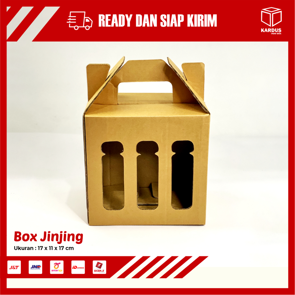 KARDUS BOX JINJING BOTOL SIZE 17 x 11 x 16,5 CM 250ML ISI 6 BOTOL KALE - BISA CUSTOM SABLON PRINTING