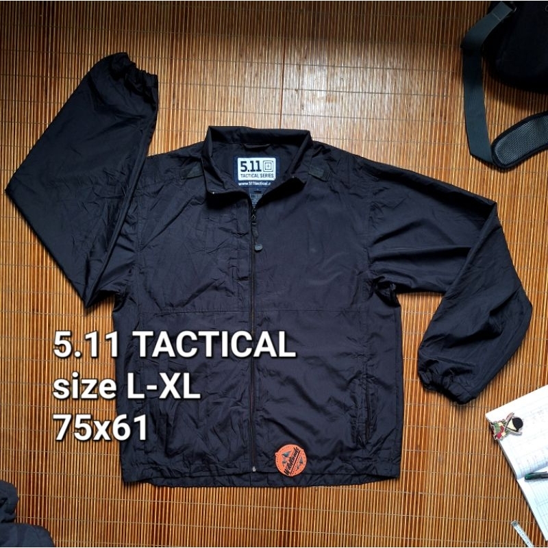 Jaket 5.11 TACTICAL SERIES Packable Waterproof Windproof Lightweight Hitam Military