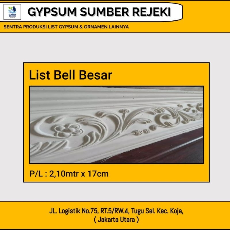 Lis/List Profil Gypsum Plafon, Motif Bell Besar