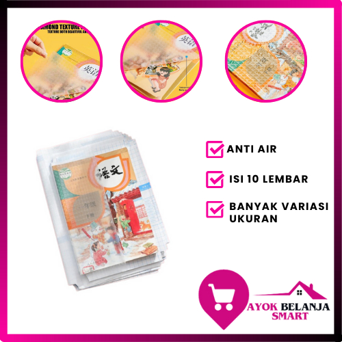 

ABS Stiker Sampul Buku Bening Isi 10 Lembar Self-Adhesive Book Cover Waterproof Sticker Sampul Buku Tulis Sekolah Diamond Transparant Polos Pelindung Cover Buku Paket Cetak LKS Dengan Perekat Model Buram Tahan Air 10Pcs