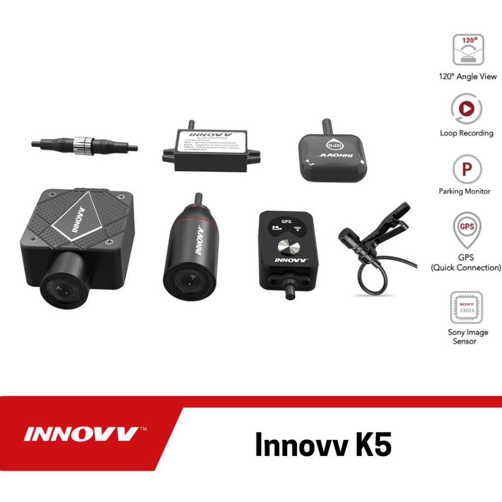 Innovv K5 MotoCam 4K UHD Dashcam DVR motor waterproof Depan & Belakang