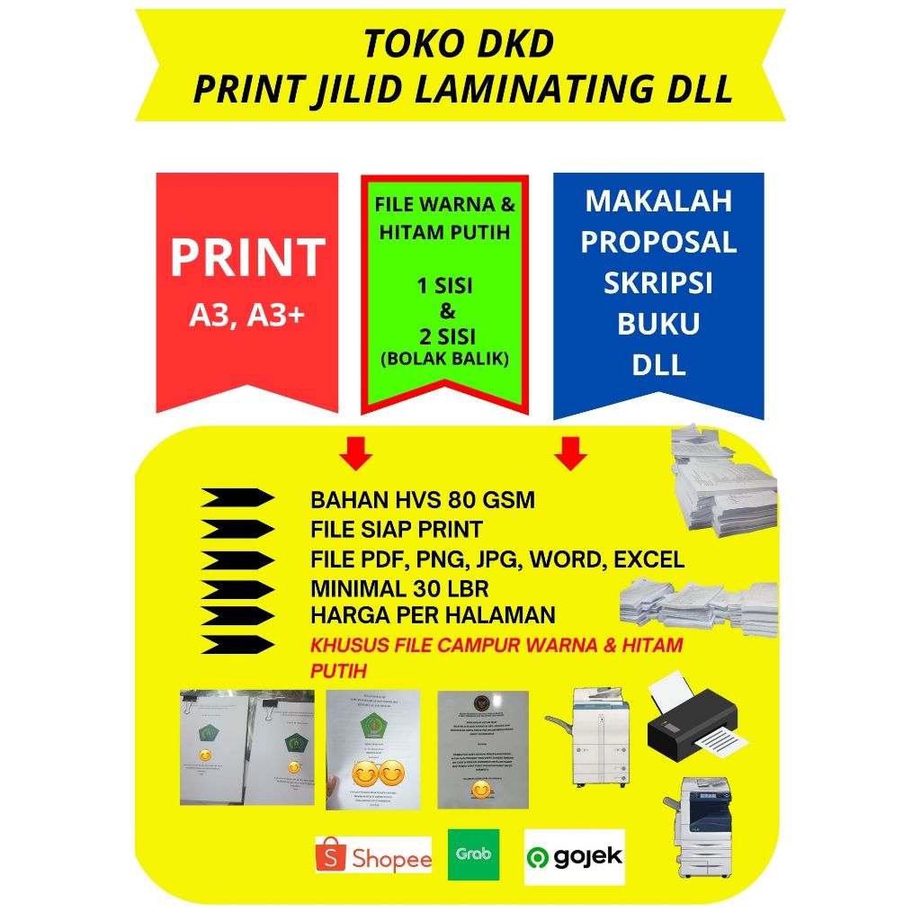 

PRINT/CETAK WARNA dan HITAM PUTIH Dokumen, Makalah, Proposal, Skripsi A3, A3+ 80gsm