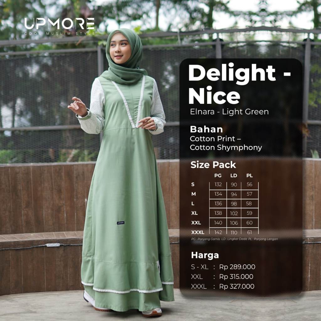 DRESS UPMORE Elnara Light Green - Spring / Elnara Wild Rose - Glove / Gamis Upmore / Dress Muslim - 