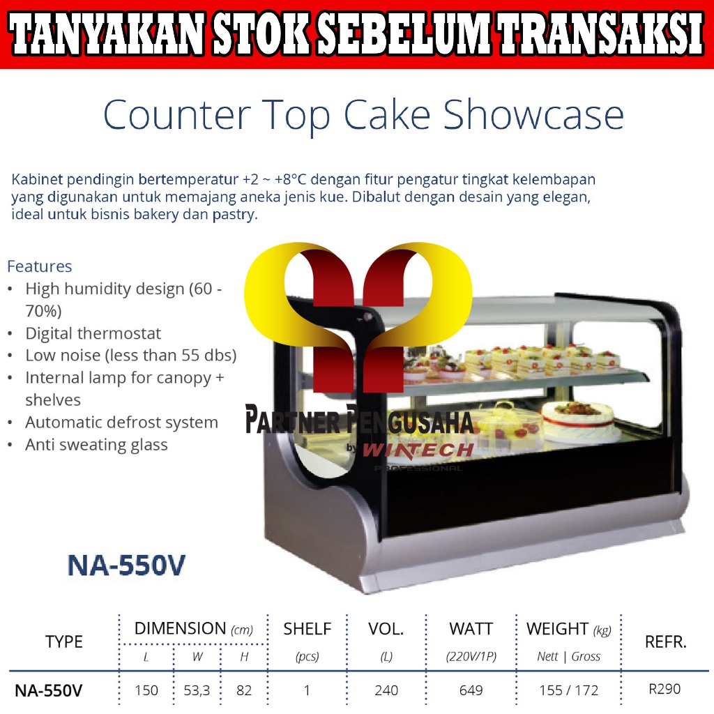 GEA NA-550V Showcase Cake / Countertop Cake Showcase / Display Cooler