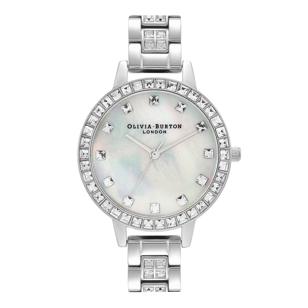 Jam Tangan Wanita Olivia Burton Demi Treasure Silver Grey White Bracelet - OB16MOP25