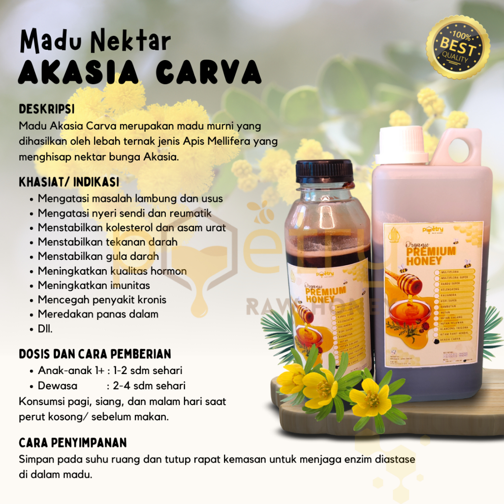 

[MADU MURNI] Madu Mentah Nektar Akasia Kemasan 500 Gr dan 1 Kg