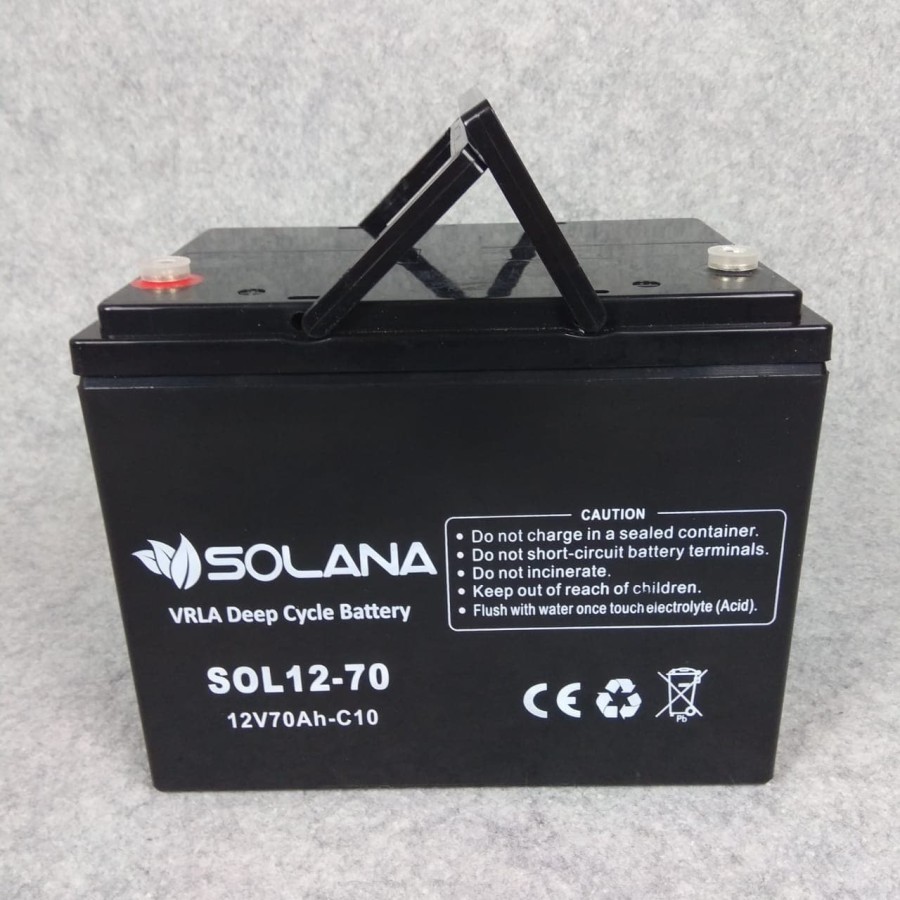 SOLANA BATTERY VRLA DEEP CYCLE 12V 70AH / BATERAI KERING SOLANA 12V 70AH/ AKI / ACCU 70AH 12V - 70 A