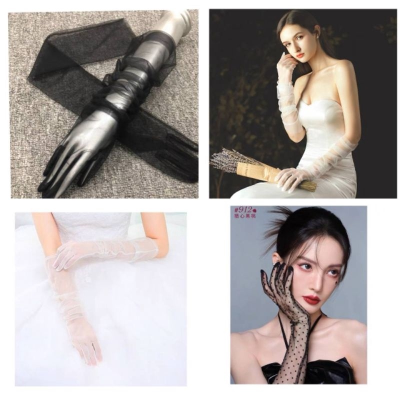 HARGA GROSIR sarung tangan tule tile gloves polos / polkadot 