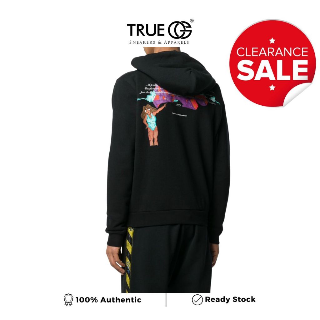 Off White Dondi Woman Zip Jaket Hoodie Black Authentic