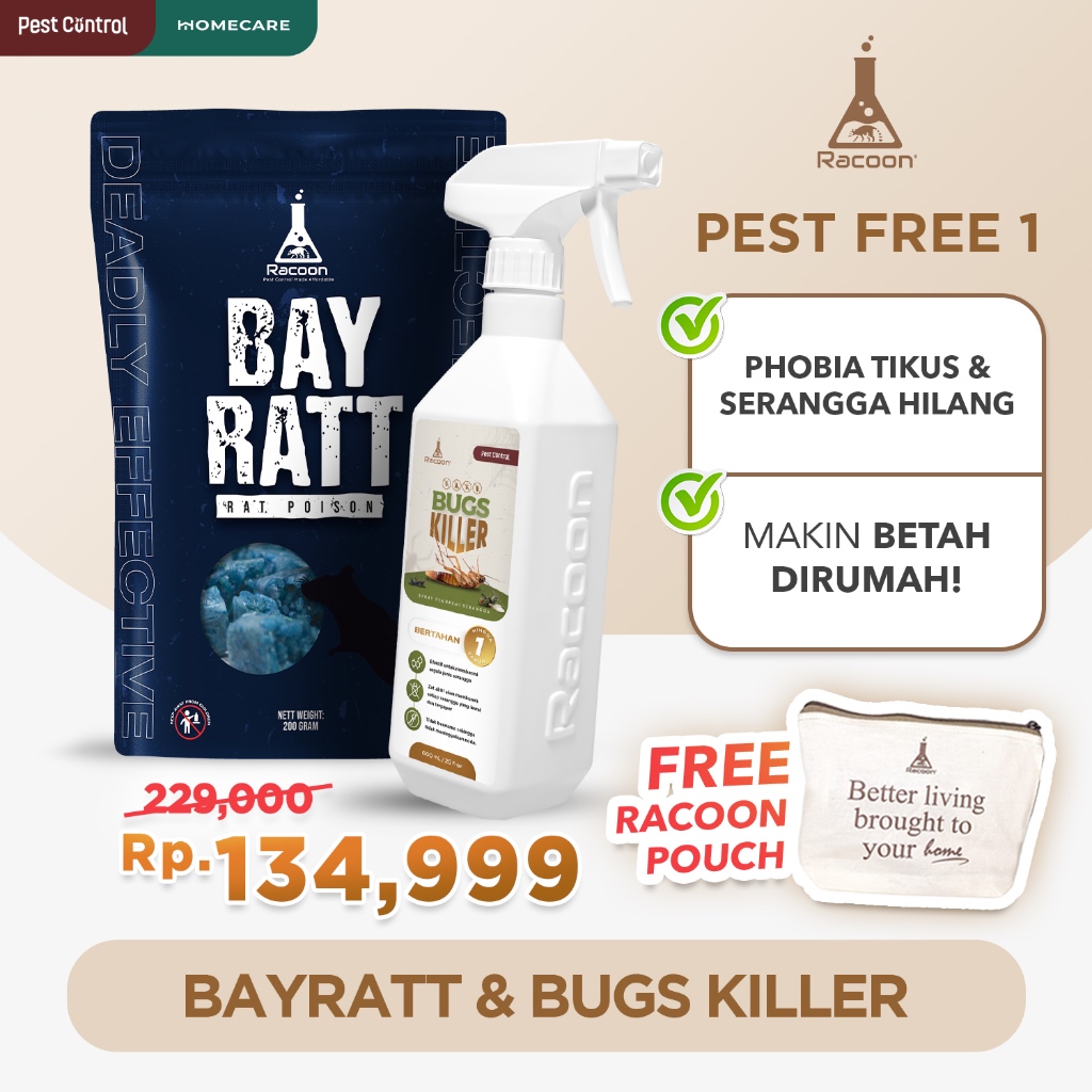 RACOON Pest Free 1 Bundling RACUN TIKUS & SPRAY ANTI KECOA & SERANGGA