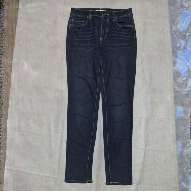 Celana Panjang Longpants Comfort Basic Denim Dark Blue Washed Fading Skinny fit  Second Preloved #CJ