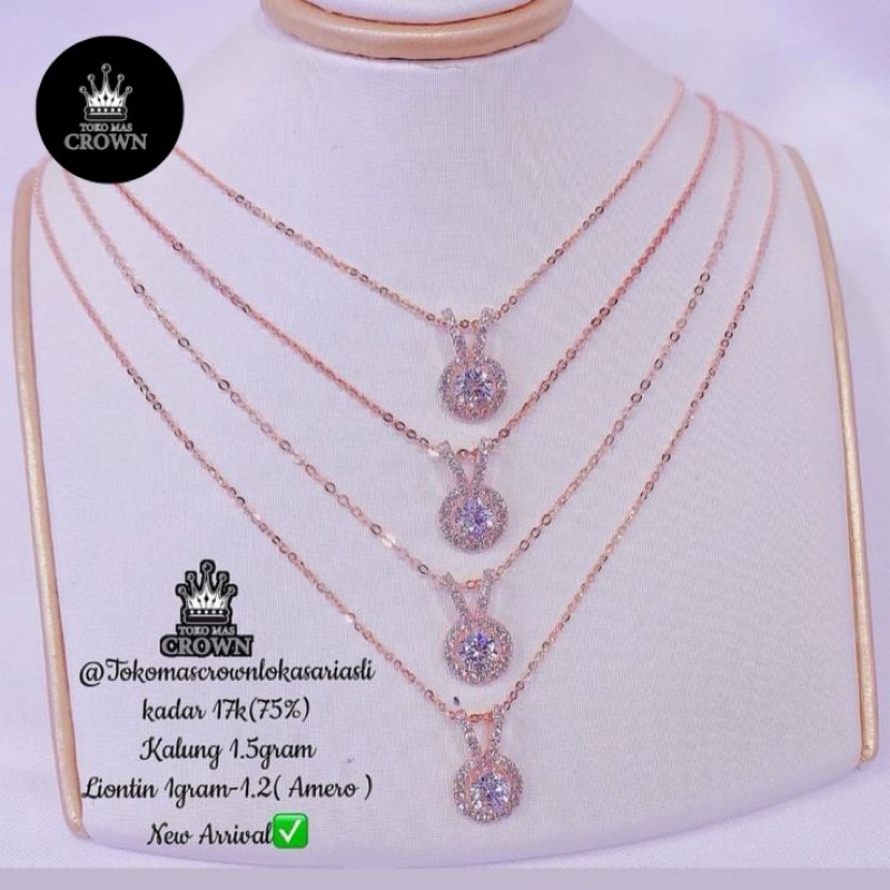 Kalung satu set liontin 2.5gram ROSE GOLD EMAS ASLI