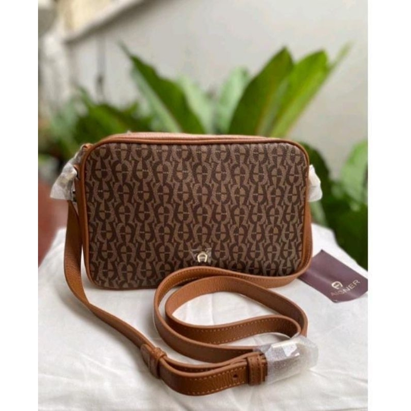 Aigner Thea Camera Bag Signature Brown