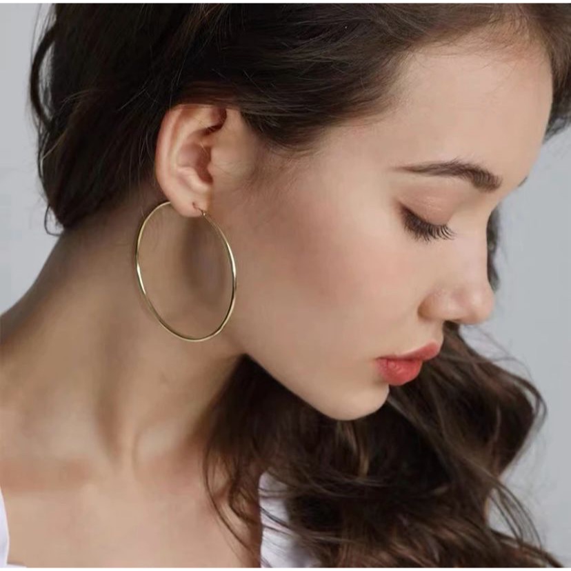2cooljewelry Anting Emas/Anting Korea/Anting Perempuan Bulat Besar/Anting Hoop