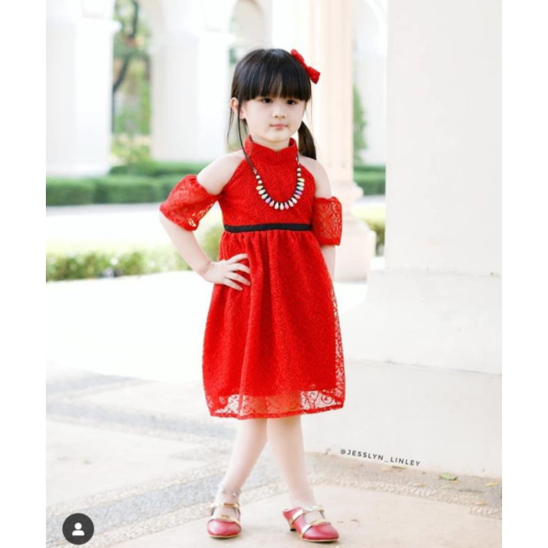 Dress natal anak perempuan dress imlek anak perempuan dress merah anak perempuan dress sabrina anak 