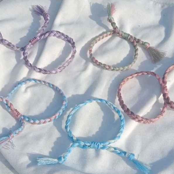 Gelang Tali Kepang Handmade | Gelang Benang | Gelang | Gelang benang warna pastel