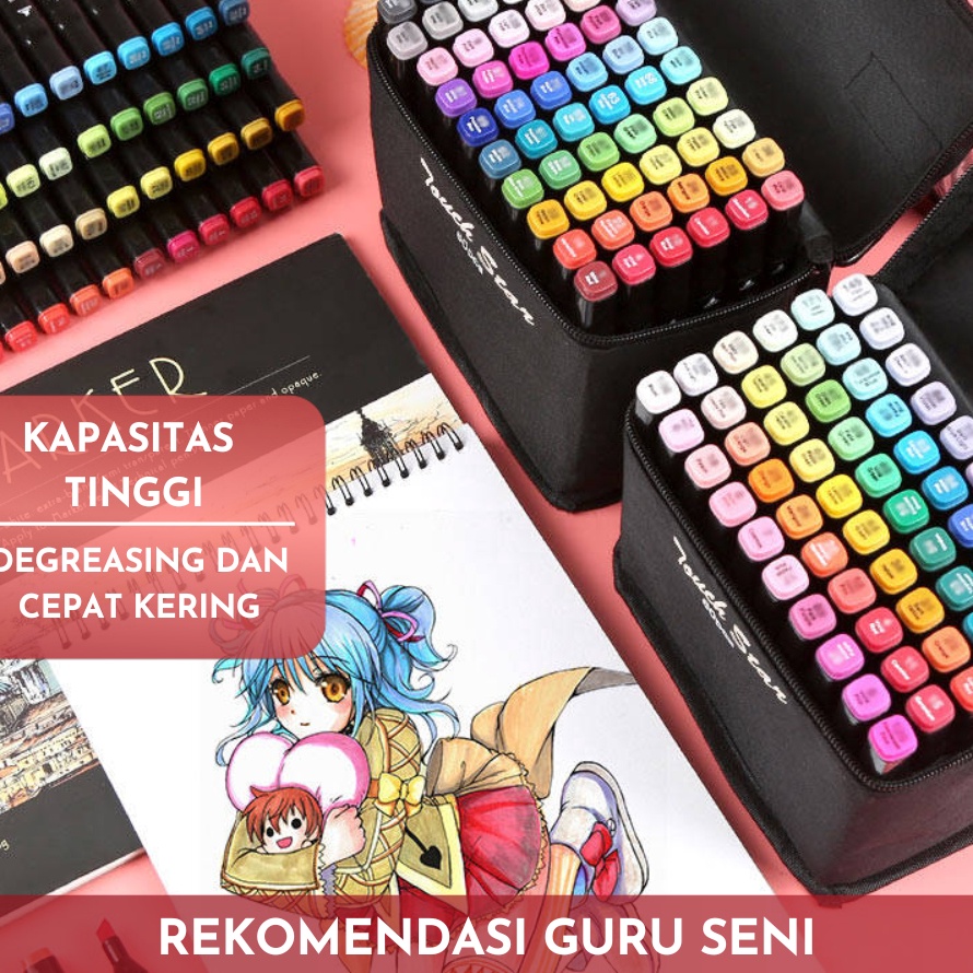 

Model Terkini TouchFive 168/80/60/48/24/12 Warna Sketsa Spidol Umum General Marker Set Animation Markers