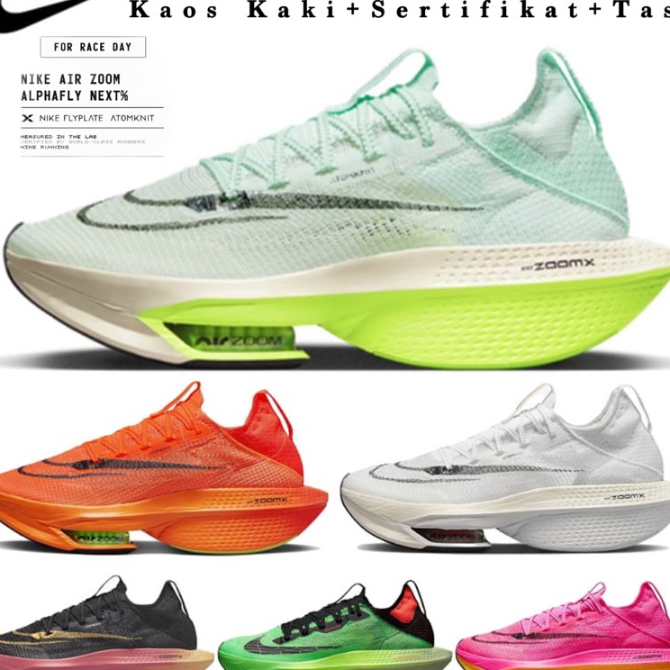 Terkini SEPATU RUNNING AIR ZOOM ALPHAFLY Next% PERCENT 2 KENYA BLACK WHITE WATERMELON GREEN MANGO EK