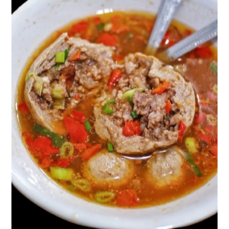 

baso aci granat isi daging cincang / baso aci daging sapi chili oil / boci chili oil / chili oil