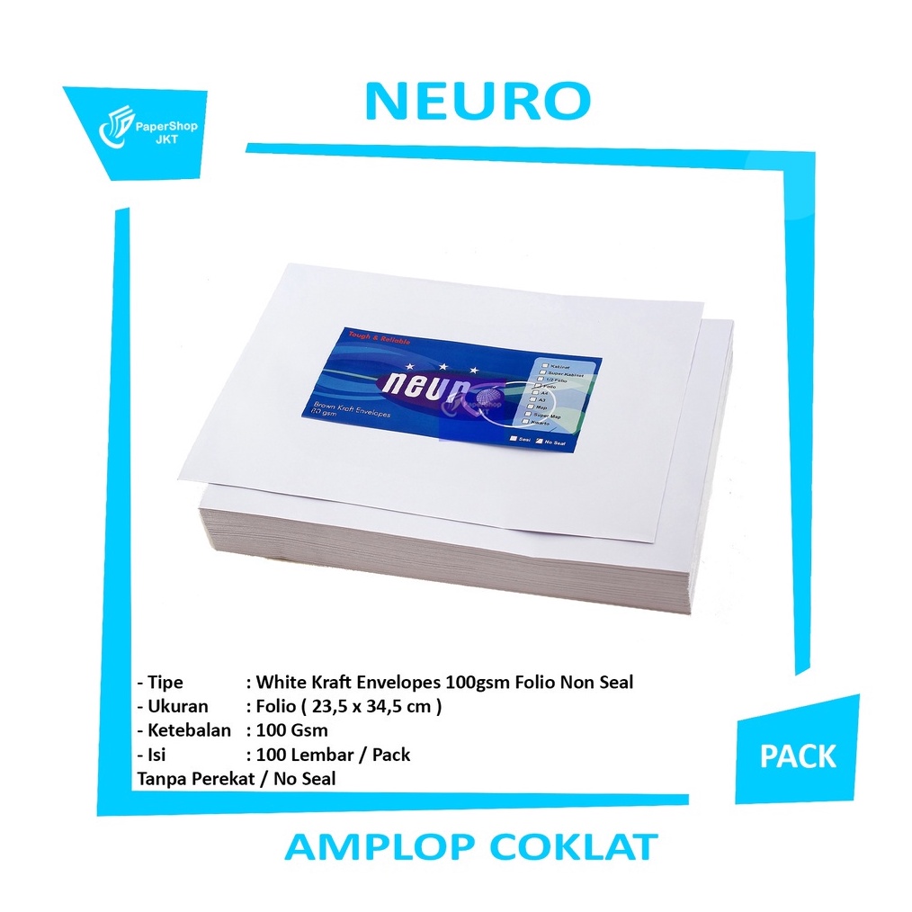 

12.12 Promo Brand NEURO - Amplop Putih Folio No Seal - Pack gas !!