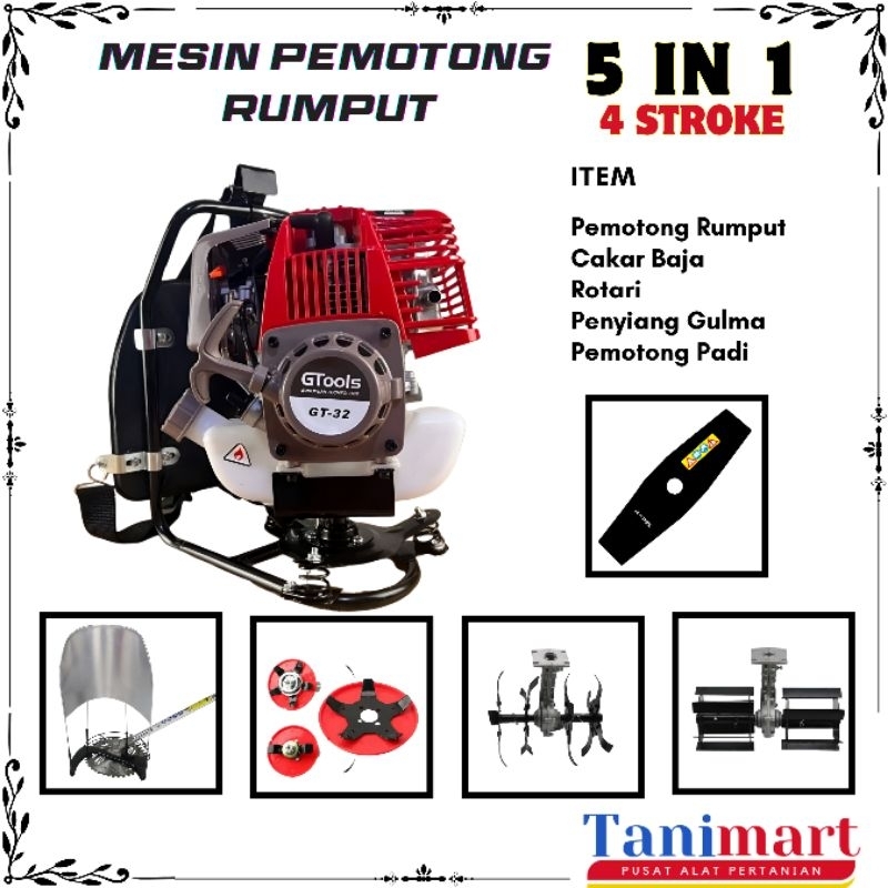 MESIN PEMOTONG RUMPUT 4 TAK (5 IN 1) MULTIFUNGSI