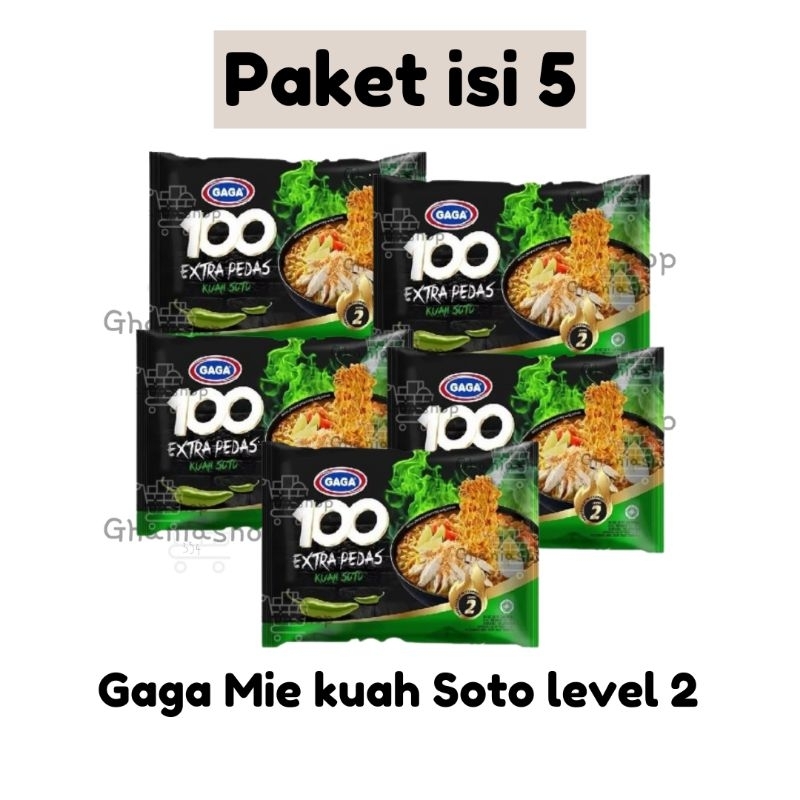 

Paket isi 5 MIE GAGA KUAH SOTO LEVEL 2 FREE BUBBLEWRAP