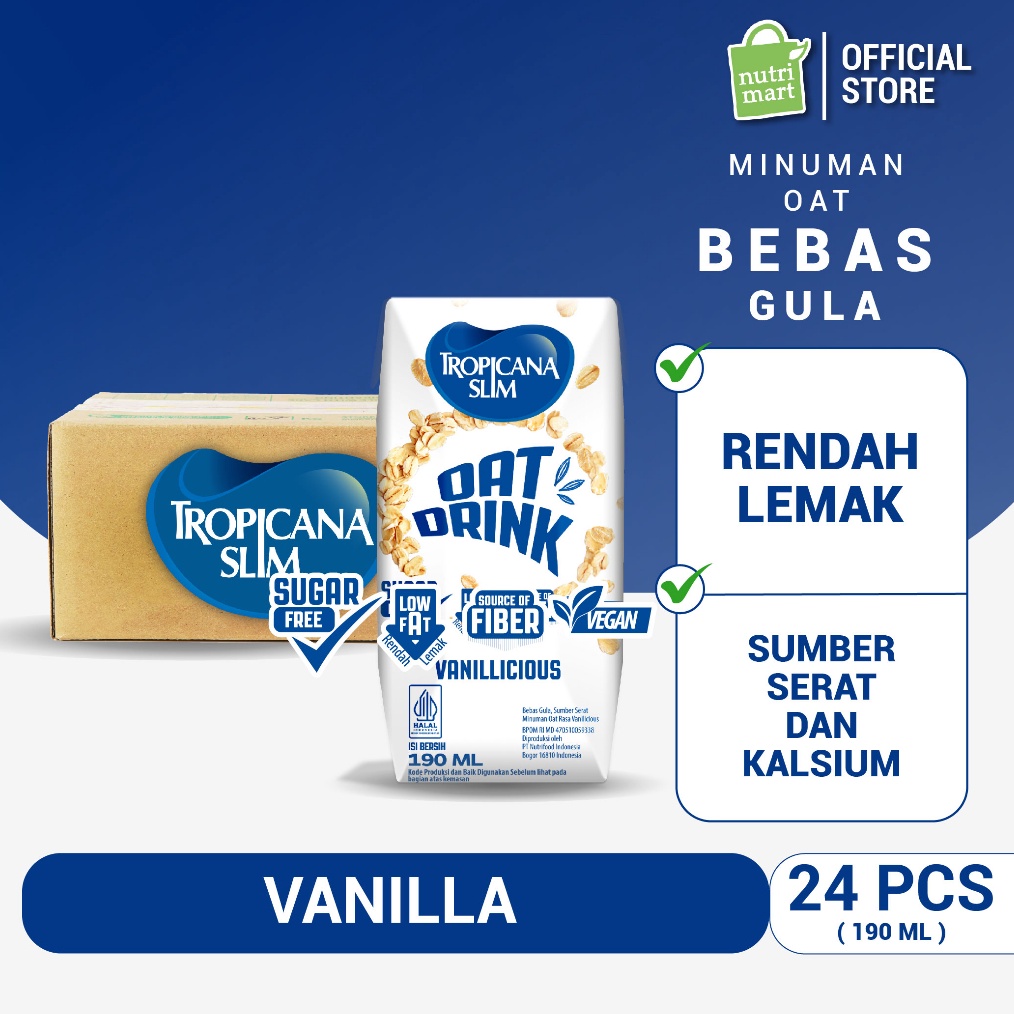 

12.12 sale 1 Karton - Tropicana Slim Oat Drink 190 ml (RTD) 24 pcs - Minuman Oat Bebas Gula grosir