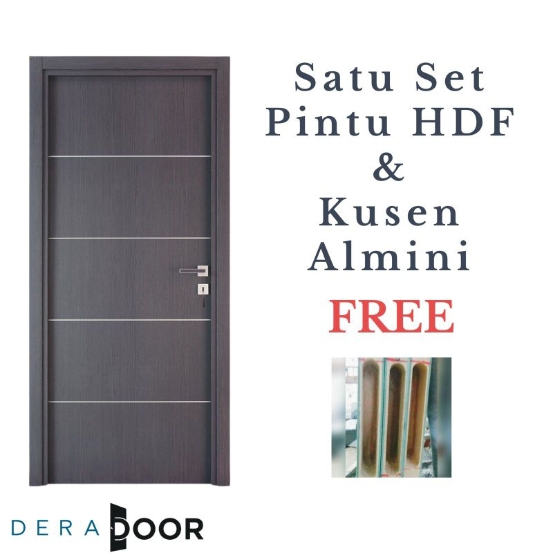Satu Set Pintu HDF dan Kusen Alumunium Free Lubang Kunci | Pintu Minimalis Modern Set Kusen Alumunium | Pintu Utama | Pintu Kamar Dll