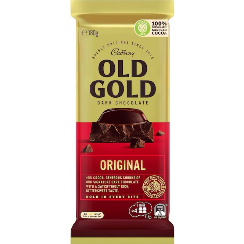 

Cadbury Old Gold Dark Chocolate Original 180g - Australia