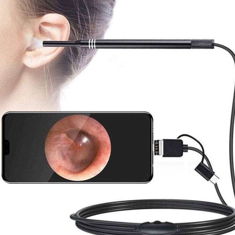 ➾❈❁ Alat pembersih telinga Kabel 3 in 1 (Type C, Micro & USB) & Pembersih Telinga Wireless Earpick C