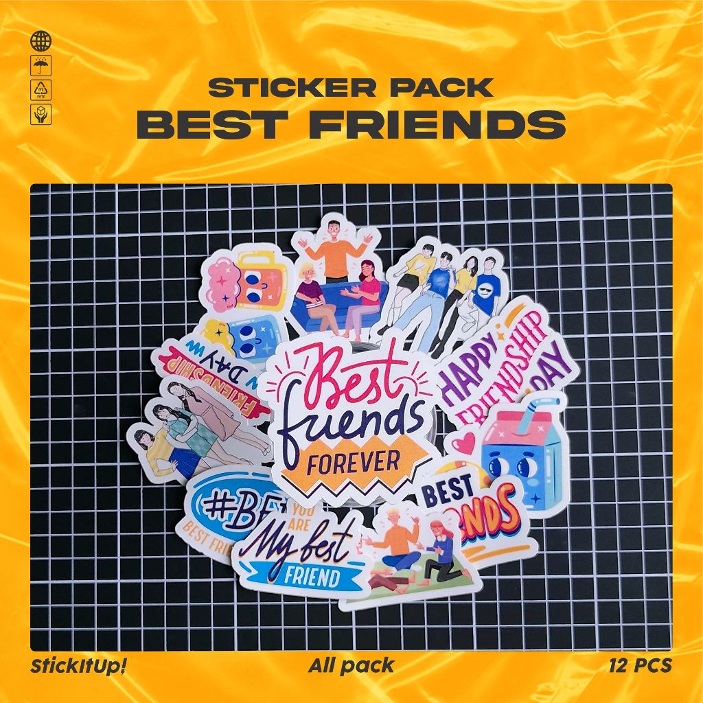 

COD✨ StickItUp Stiker Pack Persahabatan Aesthetic Colorfull Keren Untuk Koper Laptop Skateboard