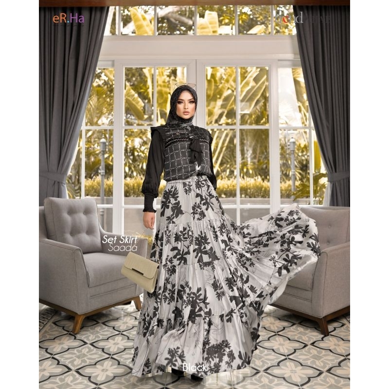 [ER.HA SYARI] GAMIS SYARI TERBARU / SETELAN ROK SILK " SAADA SET " BY ER.HA DAILY