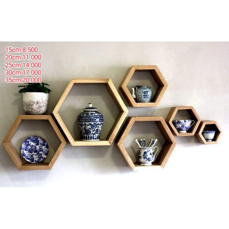 wall dekor hexagonal/ rak dinding hexagonal/ hiasan dinding hexagonal