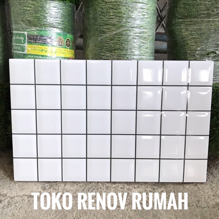 Dijual keramik dinding 25x40 motif kotak (glossy)/ keramik motif 10x10/ keramik dinding putih motif/